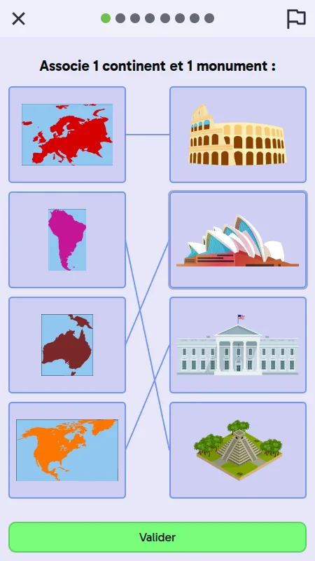 Géographie associer les monuments et leur continent